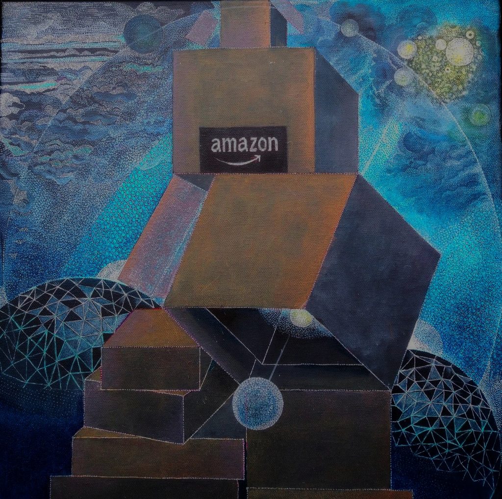 Bezos' space, oil+canvas, 40x40 cm,2025