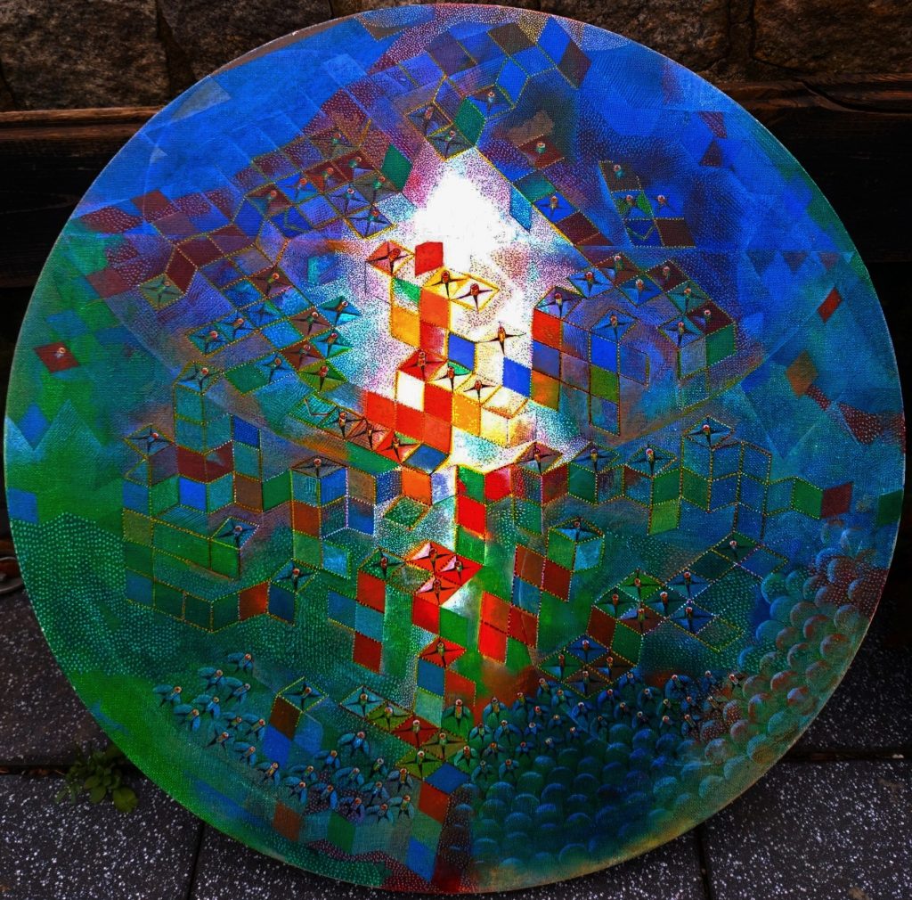 No Communication, oil+canvas, fi 50 cm,2018